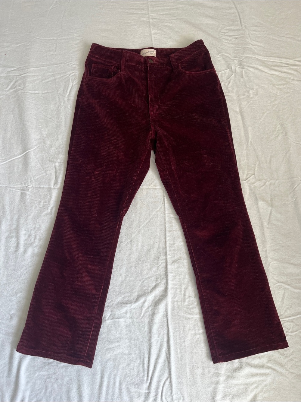 Corduroy dark red bootcut pants